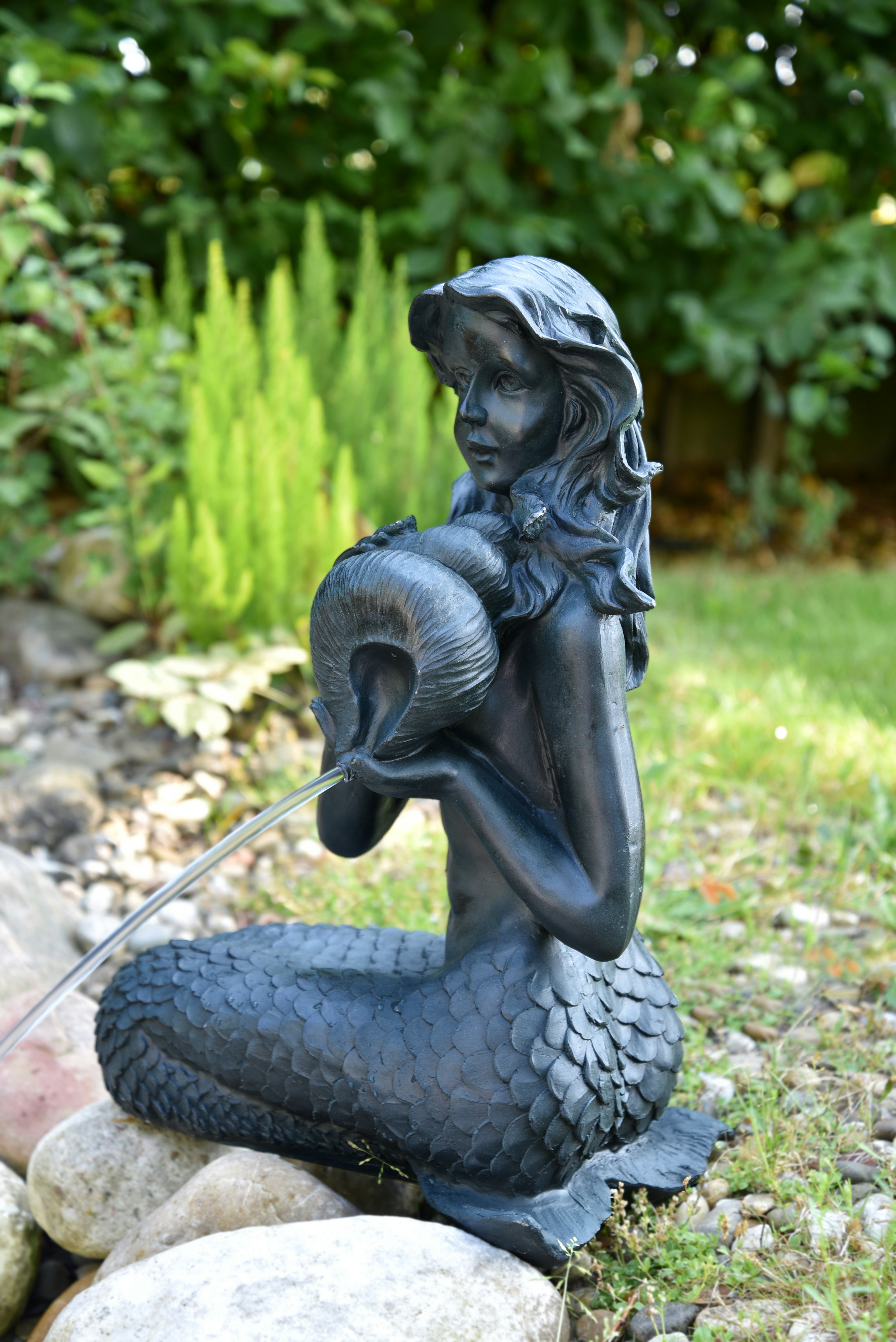 Heissner Teichfigur "Meerjungfrau mit Amphore", 39x26x54cm