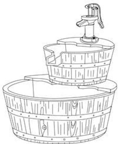 Heissner Gartenbrunnen Wooden Barrels mit 2 Kübeln (016591-00)