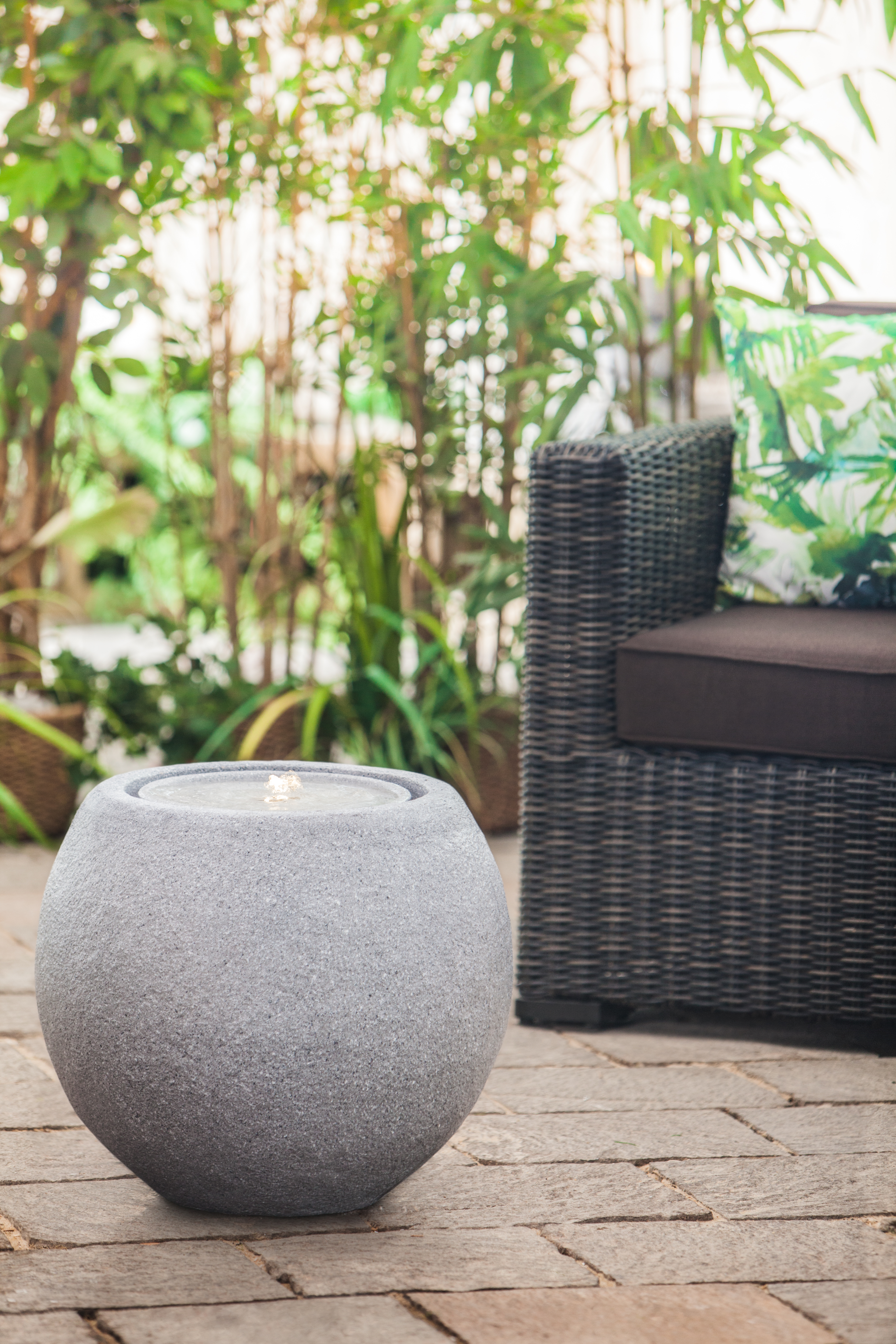 Heissner Garden Fountain "Ball LED", granite color, 50x50x43cm (016601-09)