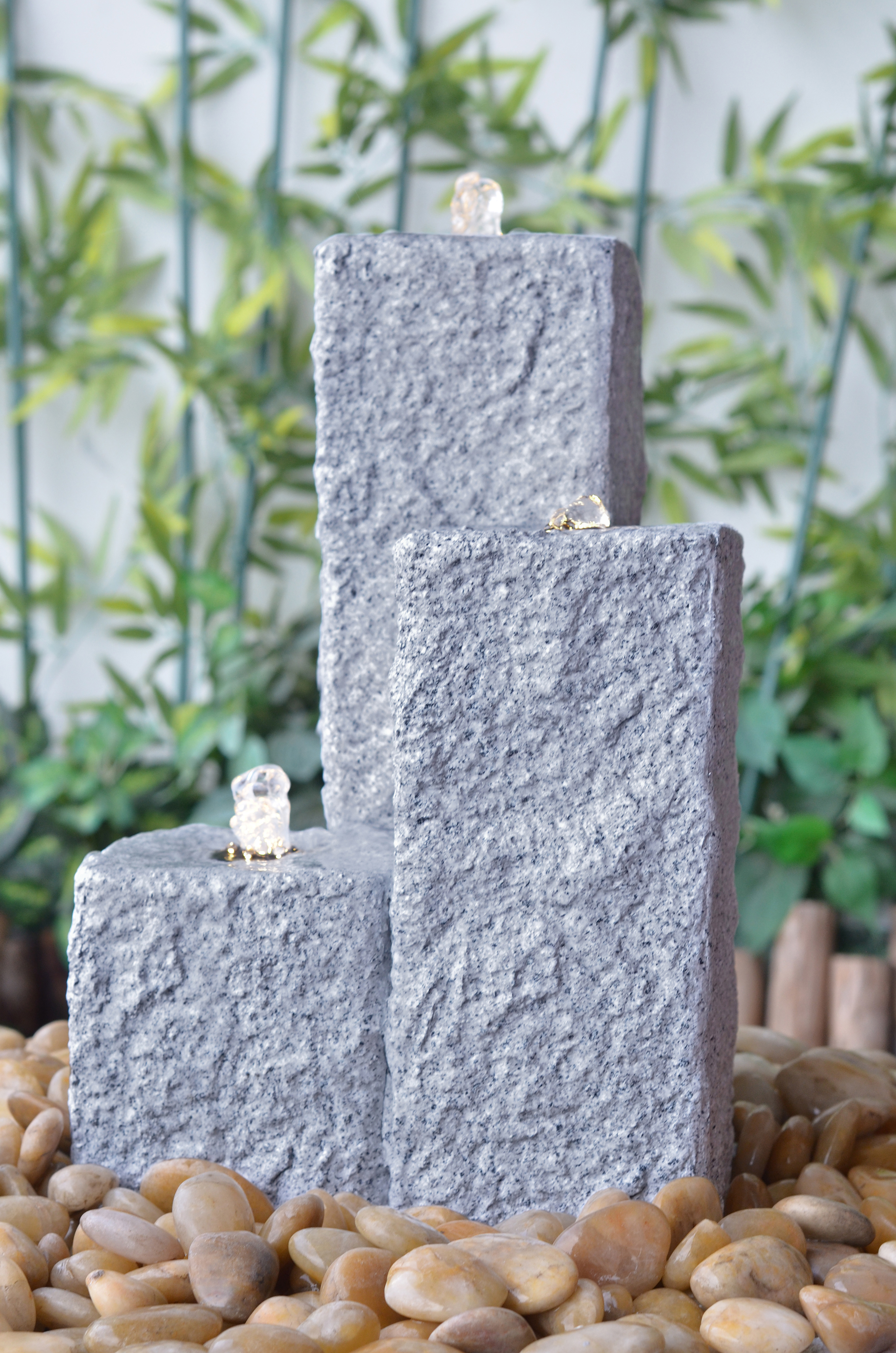 Vorschaubild Galerie Fountain-Set "Neptun LED", grey color, 59x43x15/25/40cm (016616-09)