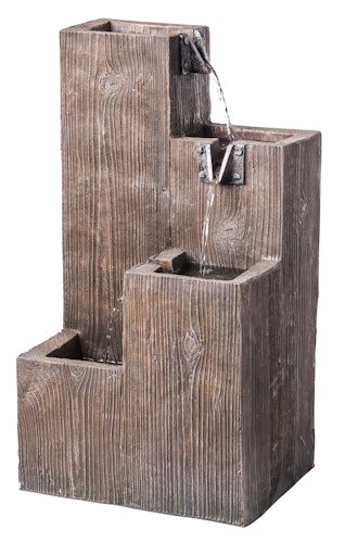 Gartenbrunnen "Stufenbrunnen LED", holzfarben, 26x21x49cm (016647-00)