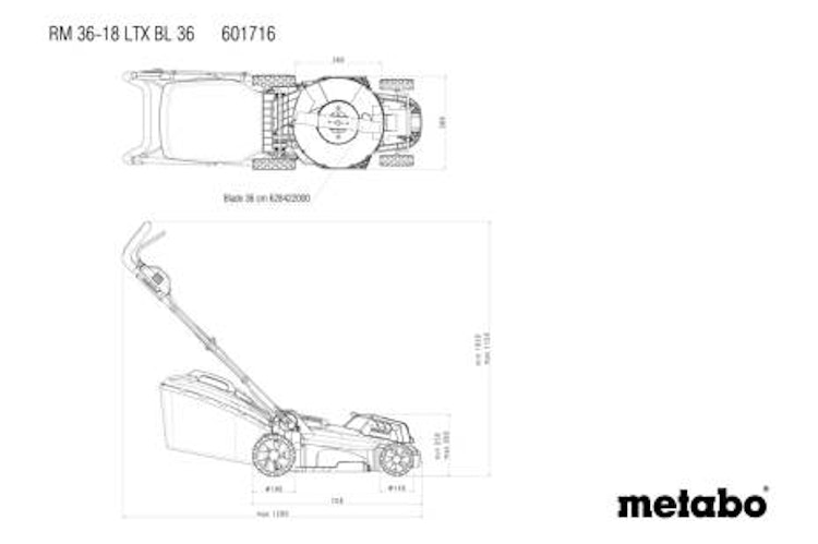 Metabo Akku-Rasenmäher TV00 RM 36-18 LTX BL 36