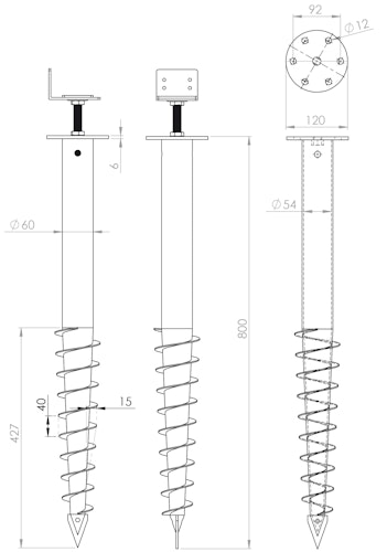 Cobra Fastener Spiral Fundamentgrundschraube Ø 60 mm + L-Stütze  Bild