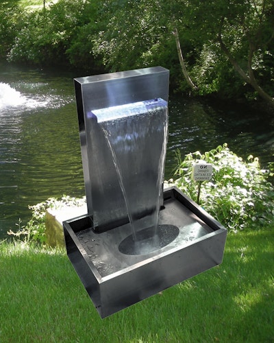 Gardenforma Edelstahl Wasserfall Galton inkl. Pumpe und LED Beleuchtung Bild