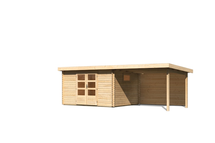 Karibu Woodfeeling Gartenhaus Trittau 3/4/5 inkl. 300 cm Anbaudach - 38 mm