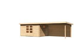 Karibu Woodfeeling Gartenhaus Trittau 3/5 inkl. 400 cm Anbaudach - 38 mm inkl. gratis Innenraum-Pflegebox im Wert von 99€