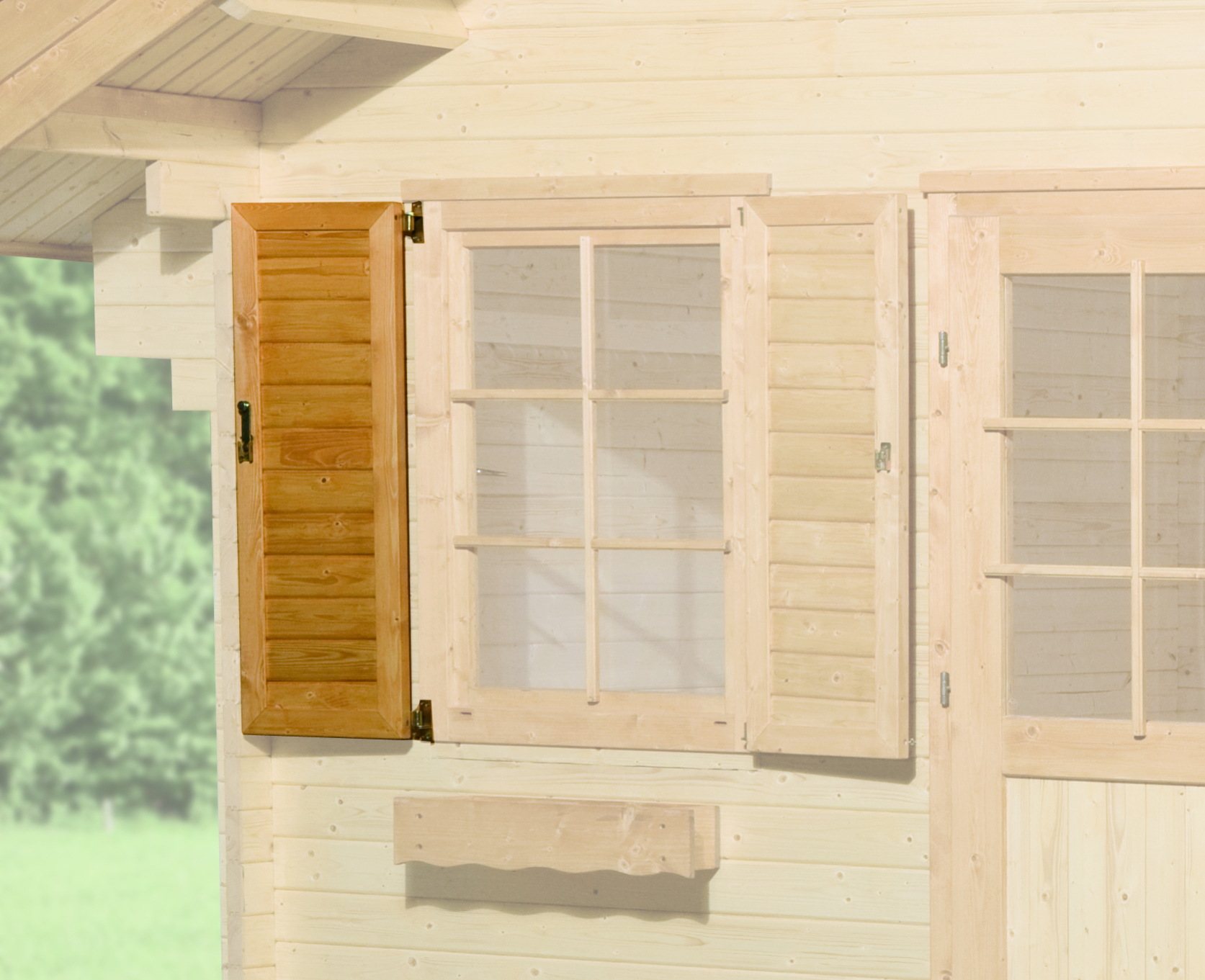 Vorschaubild Galerie Weka Fensterladen 2- teilig für Weka Gartenhaus 149
