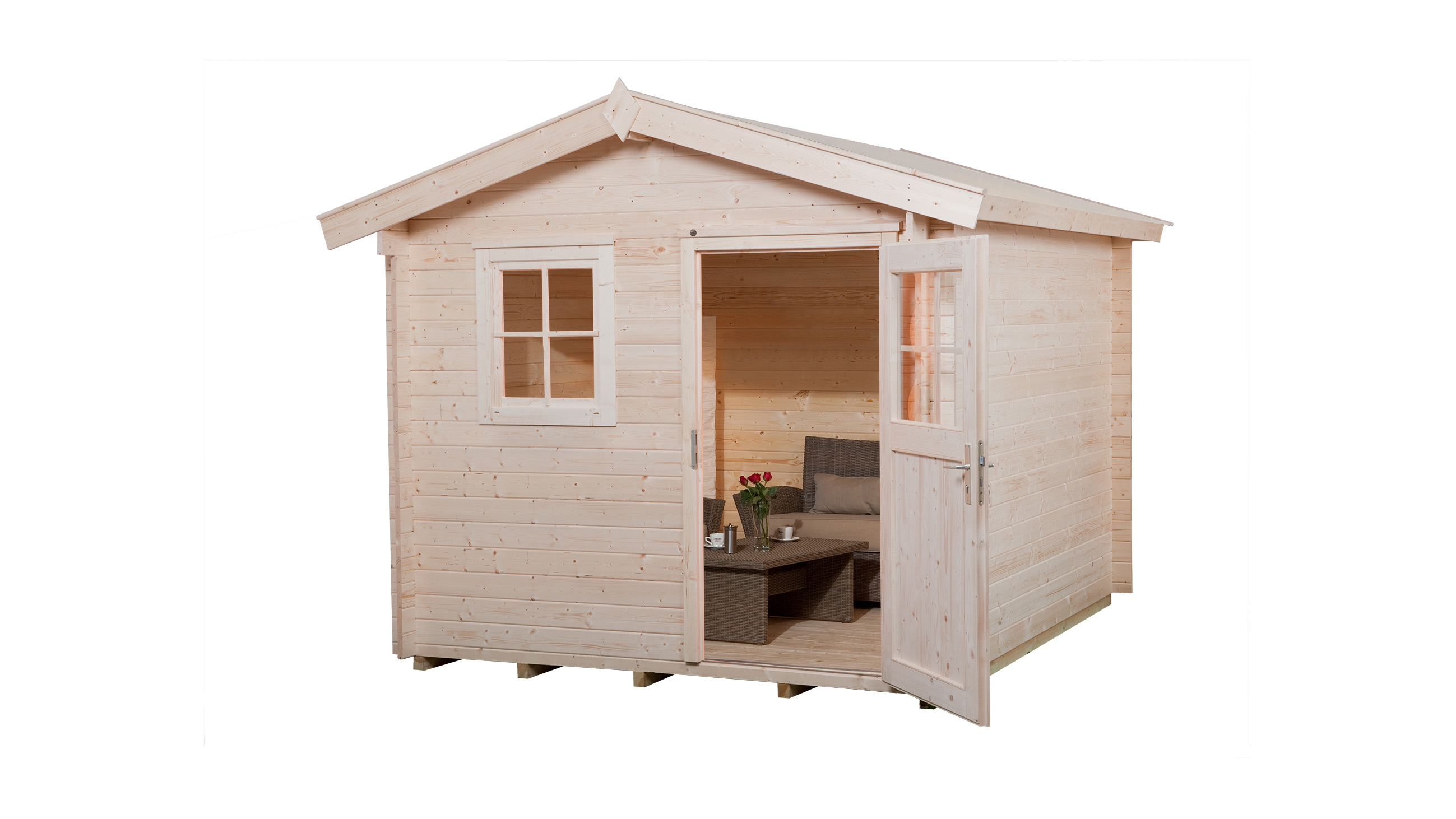 Vorschaubild Galerie Weka Gartenhaus Premium28 FT mit Vordach (20 cm) - 28 mm