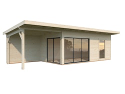 PRE:GA Gartenhaus Seebuck 17,1+7,9 m² Slide Plus mit Isolierglas-Schiebetür  - 44 mm