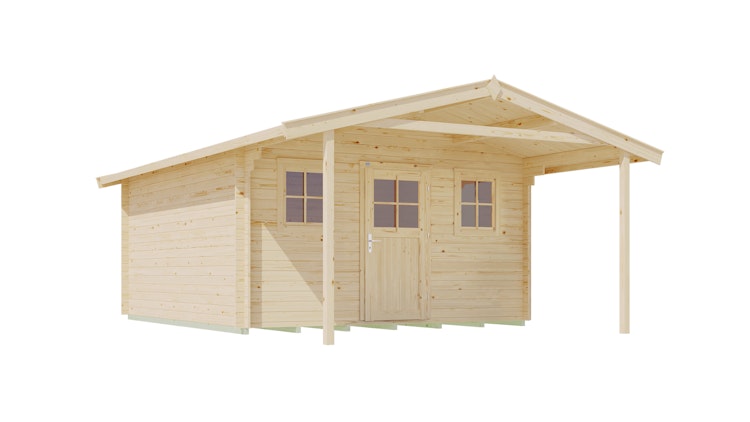 Weka 28 mm Gartenhaus 110 A mit Vordach (200 cm)