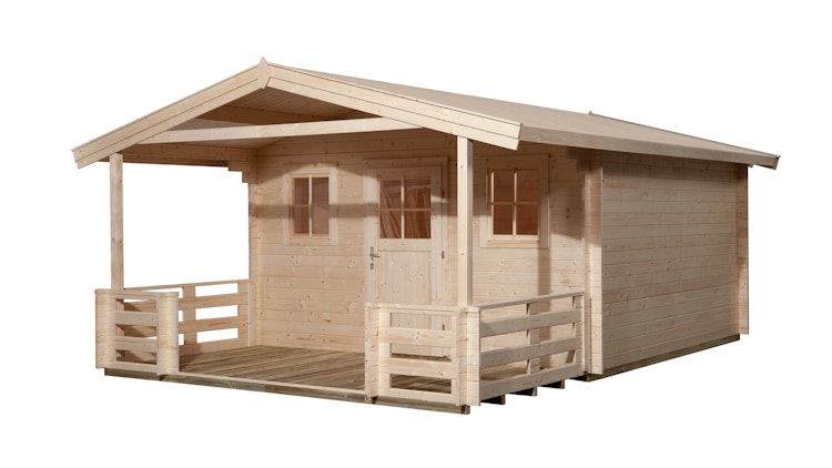 Weka 28 mm Gartenhaus 110 B mit Vordach + Terrasse (200 cm)