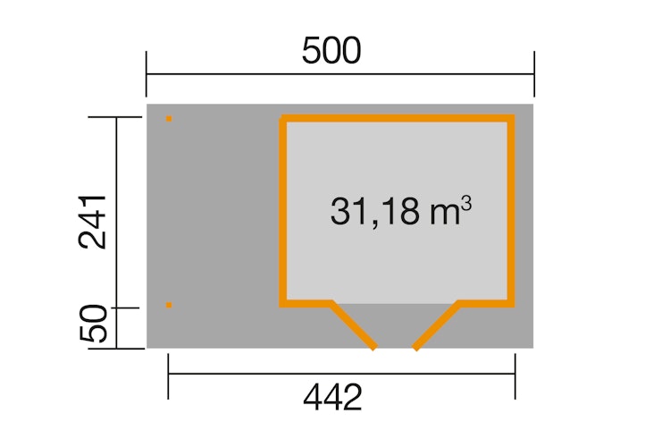 Weka Designhaus 126 A+ inkl. 150 cm Anbau und extra hoher Tür - 28 mm Bild