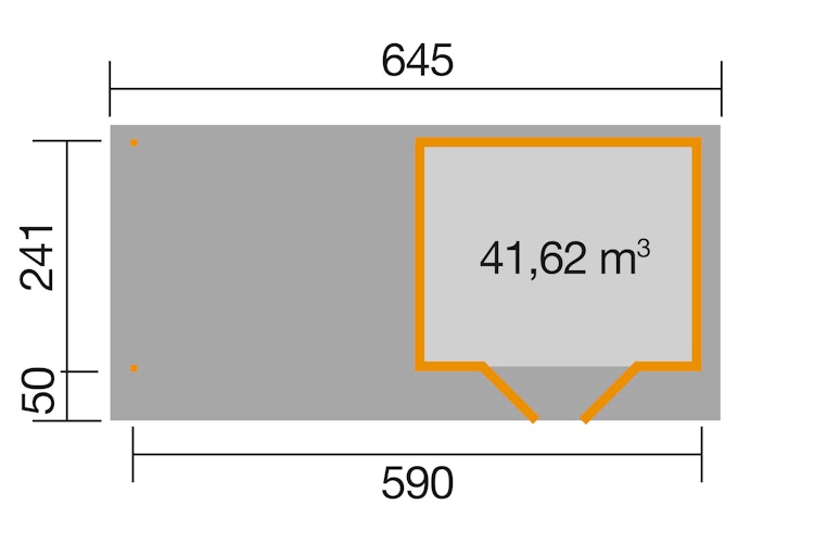 Weka Designhaus 126 B+  inkl. 300 cm Anbau und extra hoher Tür - 28 mm