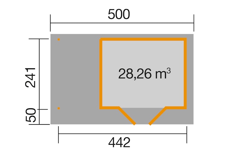 Weka 28 mm Designhaus 126 A inkl. 150 cm Anbau