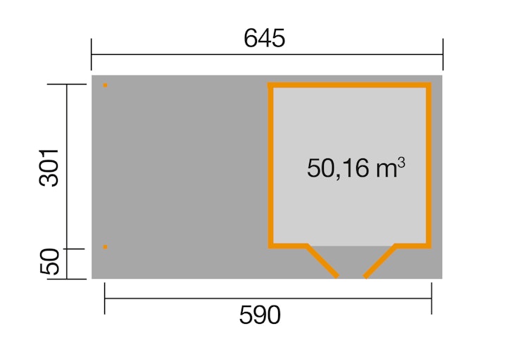 Weka Designhaus 126 B+  inkl. 300 cm Anbau und extra hoher Tür - 28 mm