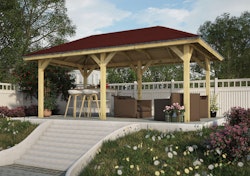 Karibu 4-Eck Pavillon Bergen 1/2 kesseldruckimprägniert inkl. gratis H-Pfostenanker