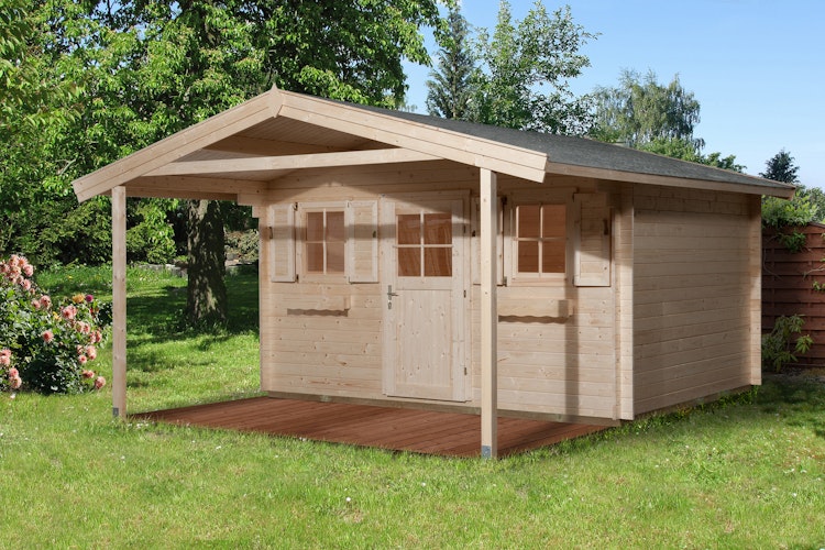 Weka 45 mm Gartenhaus 135 A mit Vordach (200 cm)