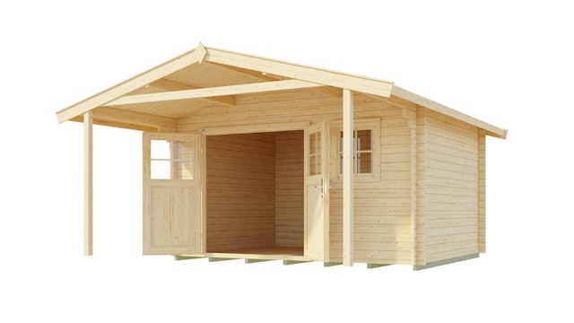 Weka 45 mm Gartenhaus 136 A mit Vordach (200 cm) | Mein-Gartenshop24 | Stahlschränke