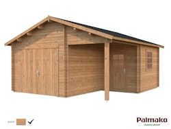 Palmako Garage Roger 21,9+5,2 m² - 44 mm - mit Holztor