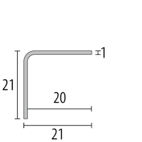 Parkettfreund -Eckschutzwinkel PF 142 U-K F8G matt gebürstet 1500x21 mm - 20 mm Edelstahl matt gebürstet mit glatter Oberfläche; 1-fach gekantet