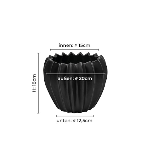 Wikholm form Design Pflanzgefäß / Blumentopf Keramik 2er Set schwarz ⌀ 15 x H 18 cm, 18 x H 22 cm