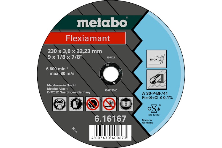Metabo Flexiamant 115x2,5x22,23 InoxTrennscheibegekröpfte Ausführung