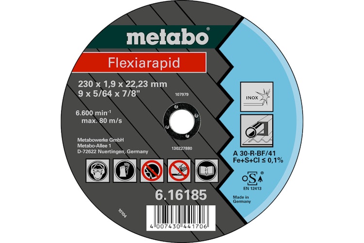 Metabo Flexiarapid 115x1,0x22,23 InoxTrennscheibegerade Ausführung