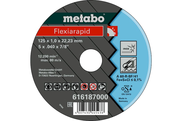 Metabo Flexiarapid 125x1,0x22,23 InoxTrennscheibegerade Ausführung