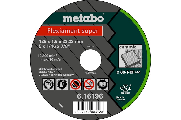 Metabo Flexiamant super 125x1,5x22,23 KeramikTrennscheibegerade Ausführung