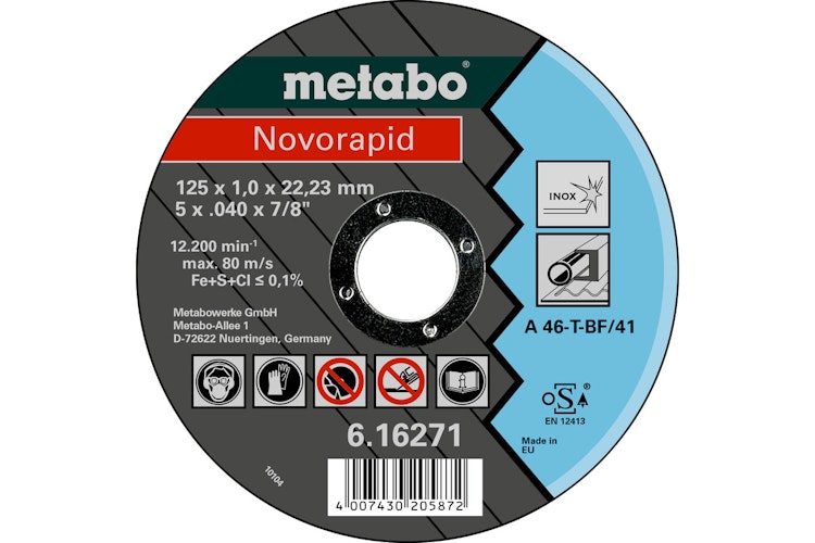 Metabo Novorapid 125 x 1,0 x 22,23 mmInoxTrennscheibegerade Ausführung