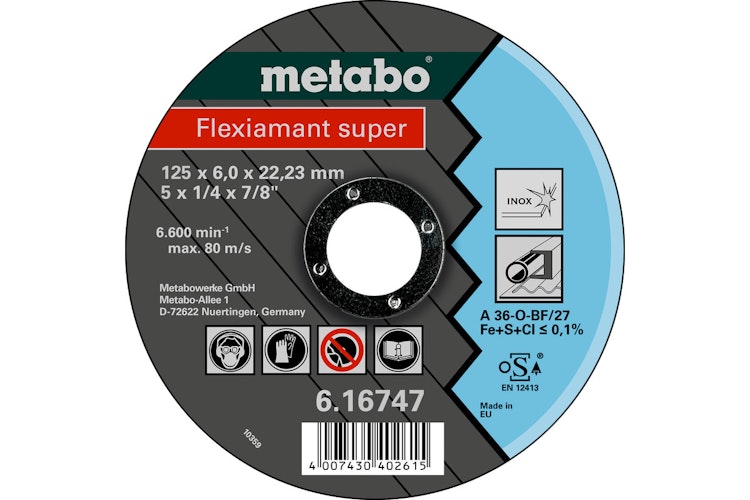 Metabo Flexiamant super 125x6,0x22,23 InoxSchruppscheibegekröpfte Ausführung