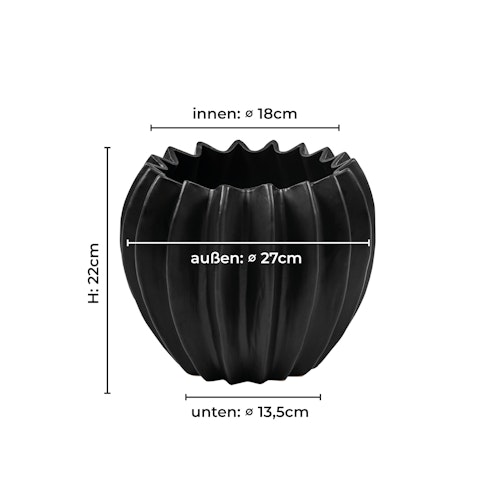 Wikholm form Design Pflanzgefäß / Blumentopf Keramik schwarz ⌀ 18 x H 22 cm