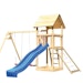 Akubi Kinderspielturm Lotti mit Satteldach inkl. Wellenrutsche, Doppelschaukelanbau und Netzrampe inkl. gratis Zubehörset