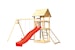 Akubi Kinderspielturm Lotti mit Satteldach inkl. Wellenrutsche, Doppelschaukelanbau und NetzrampeBild