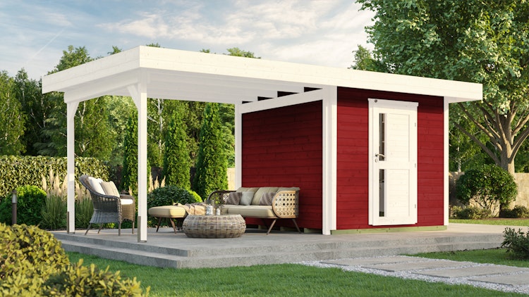 Weka Gartenhaus Designhaus 172 B mit Design-Einzeltüre und Anbau (295 cm) Bild