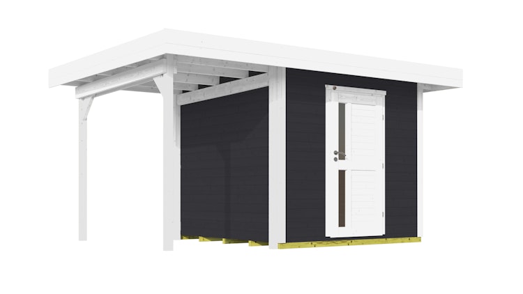 Weka Gartenhaus Designhaus 172 A mit Design-Einzeltüre und Anbau (147 cm)