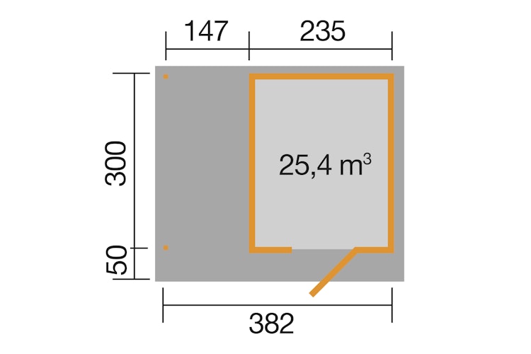 Weka Gartenhaus Designhaus 172 A mit Design-Einzeltüre und Anbau (147 cm)