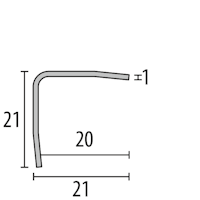 Parkettfreund -Eckschutzwinkel PF 172 SK F8G matt gebürstet 1500x21 mm - 20 mm Edelstahl matt gebürstet mit glatter Oberfläche; 3-fach gekantet