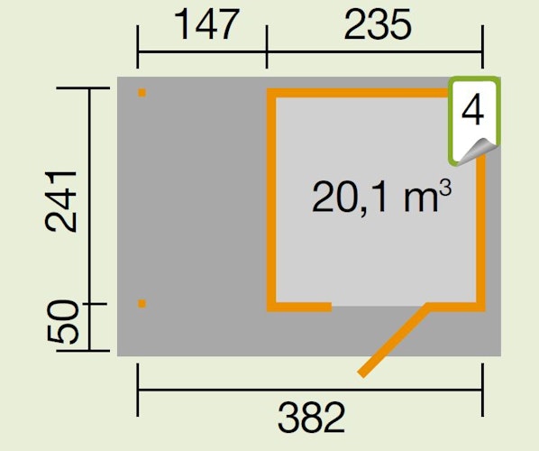 Weka Gartenhaus Designhaus 172 A mit Design-Einzeltüre und Anbau (147 cm)