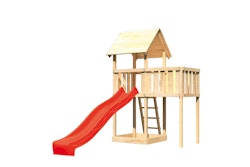 Akubi Kinderspielturm Lotti inkl. Anbauplattform und Rutsche inkl. gratis Akubi Farbsystem & Kuscheltier