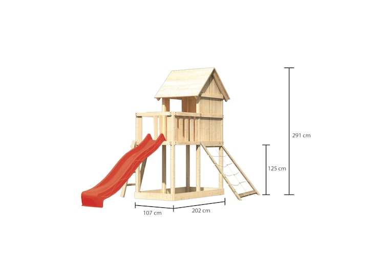 Akubi Stelzenhaus Frieda mit Wellenrutsche und Netzrampe Bild