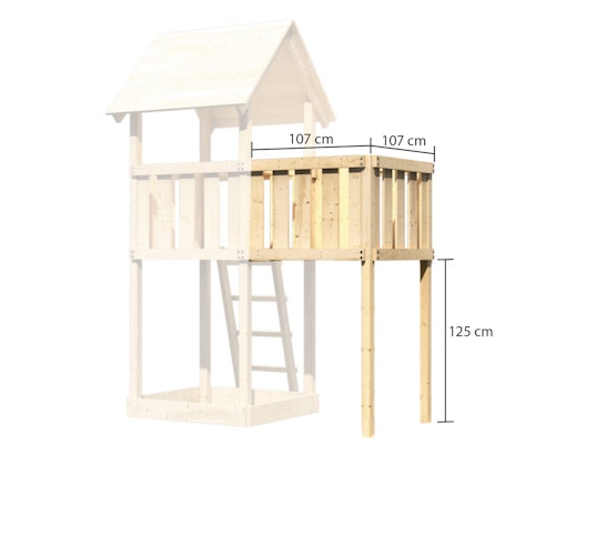 Akubi Kinderspielturm Lotti mit Satteldach inkl. Wellenrutsche, Doppelschaukelanbau, Klettergerüst und Anbauplattform Bild