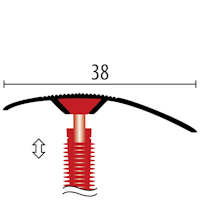 Parkettfreund PFE-Light-Anpassungsprofil PF 186 F3 poliert 900x38 mm - 2 - 25 mm Aluminium poliert gerillt; mit Lamellendübel