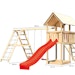 Akubi Kinderspielturm Danny mit Satteldach inkl. Wellenrutsche, Doppelschaukelanbau, Klettergerüst und Netzrampe inkl. gratis Zubehörset