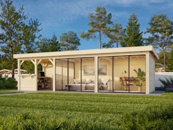 Palmako Gartenhaus Connect Lenna 24,9 m² Set 719 Slide Plus mit Isolierglas-Schiebetüren - 28 mm