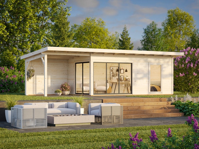 Palmako Gartenhaus Andrea 17,1+7,9 m² Slide Plus mit Isolierglas-Schiebetür  - 44 mm