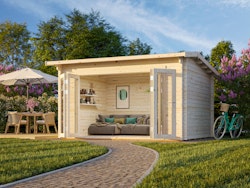 Palmako Gartenhaus Ines 11,1 m² mit Doppelfalttür - 44 mm