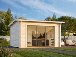 PRE:GA Gartenhaus Hohwart 11,1 m² Slide Plus mit Isolierglas-Schiebetür - 44 mm