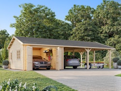 Palmako Garage Roger 19,0 + 33,2 m² - 44 mm - mit Holztor