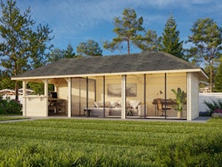 Palmako Pavillon Bianca 24,9 m² Set 519 Slide Plus mit Isolierglas-Schiebetüren